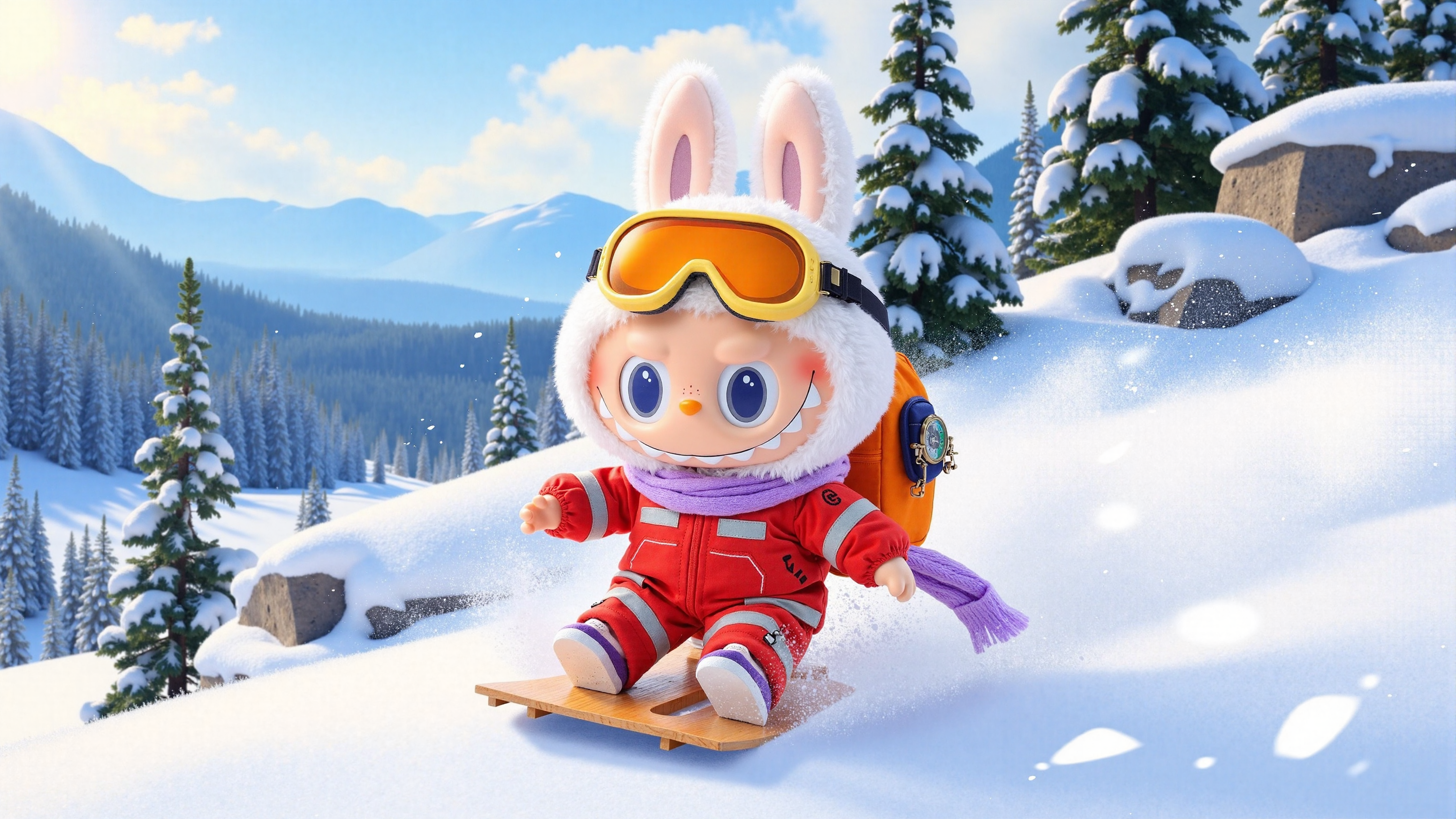 Labubu Mountain Sledding Adventure - Sledding