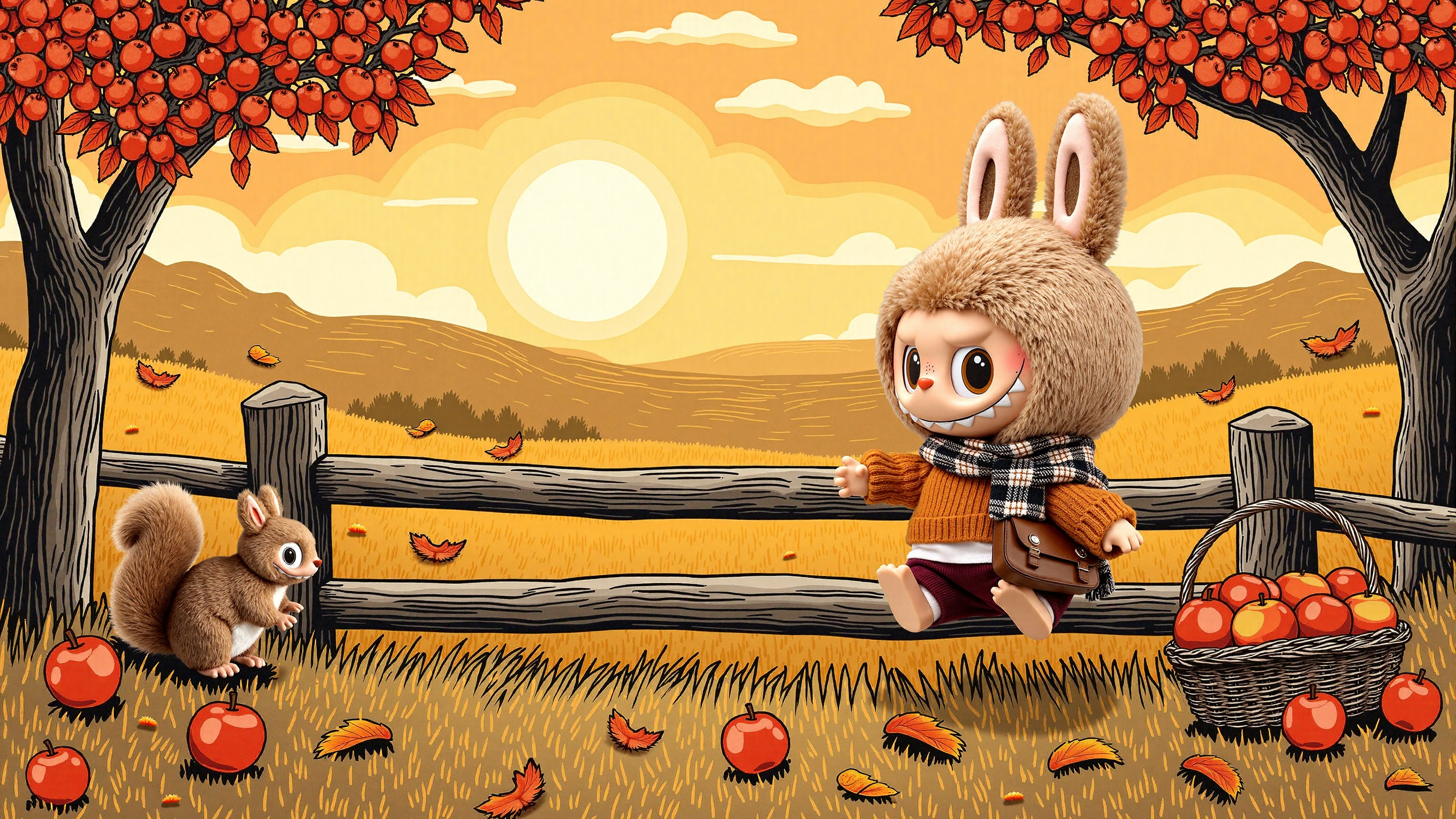 Labubu in Autumn Orchard Mist