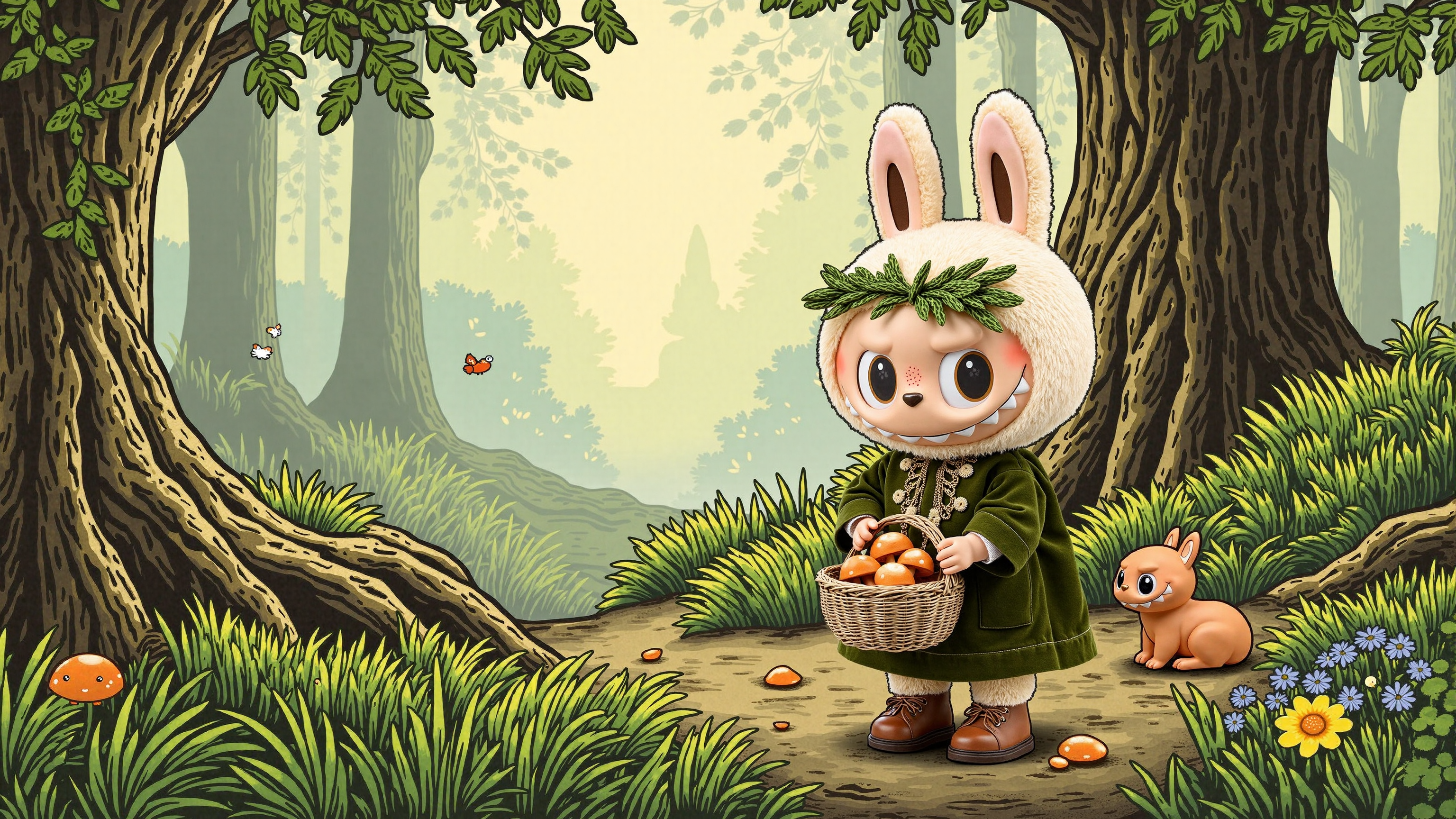 Labubu in Misty Forest Clearing