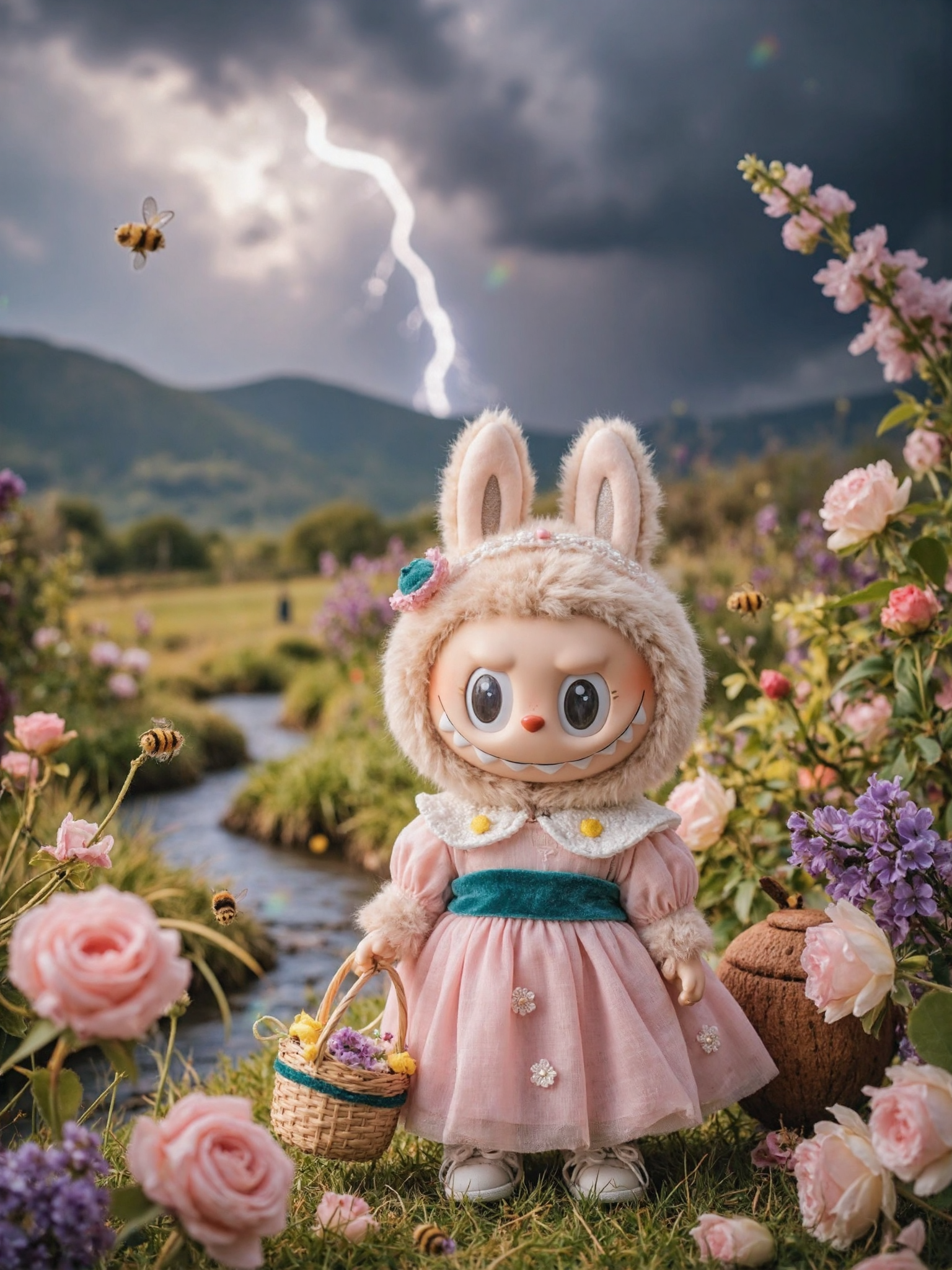 Labubu in Magical Garden With Storm Horizon