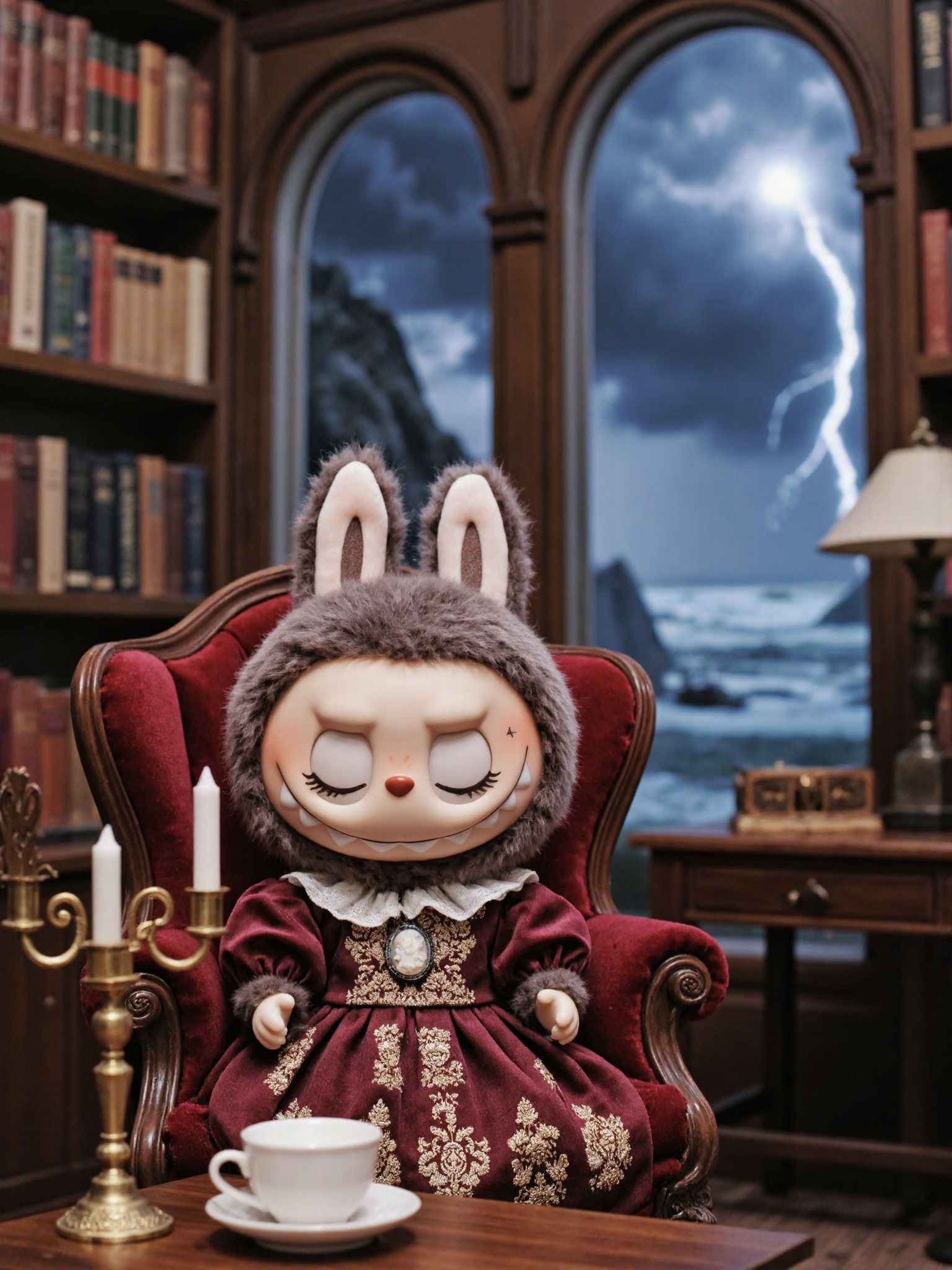 Labubu Antique Library Contemplation