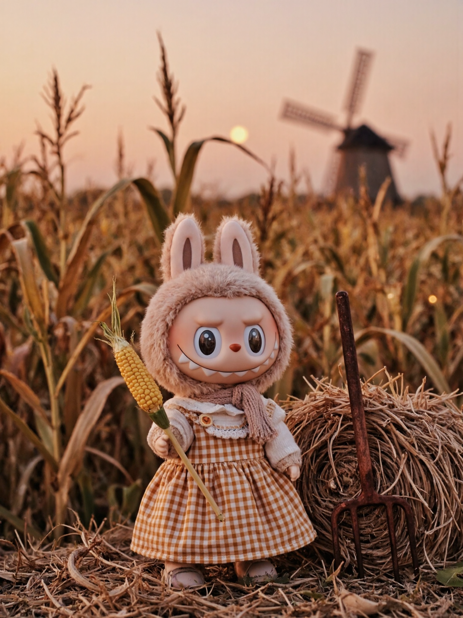 Labubu Cornfield Contemplation