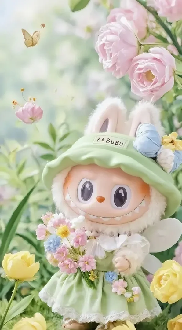 Labubu in flower field