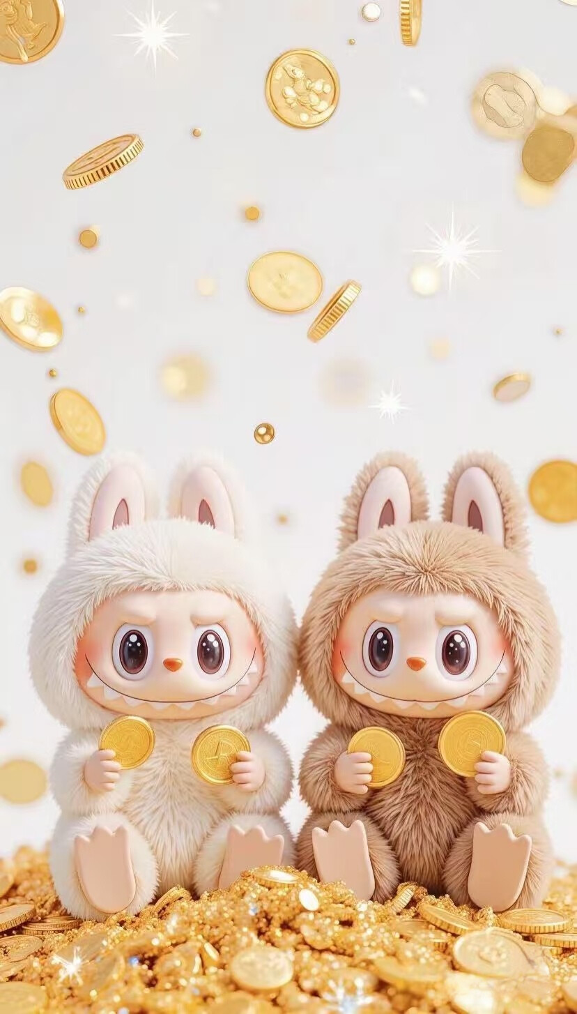两个拉布布在玩金币
